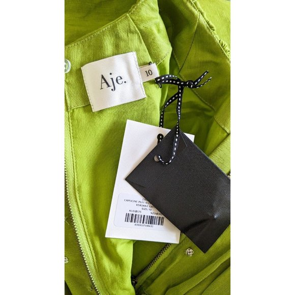 SOLD Aje Capucine Puff Sleeve Midi Dress Size 10 Verdant Green BNWT - Picture 13 of 15